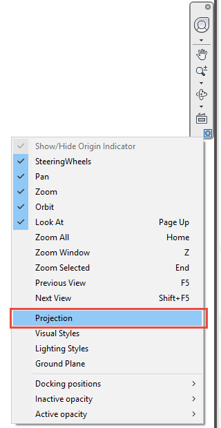 ortho view - navigation toolbar