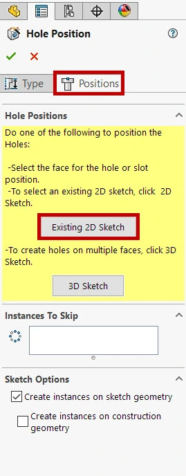 SolidWorks hole wizard tool