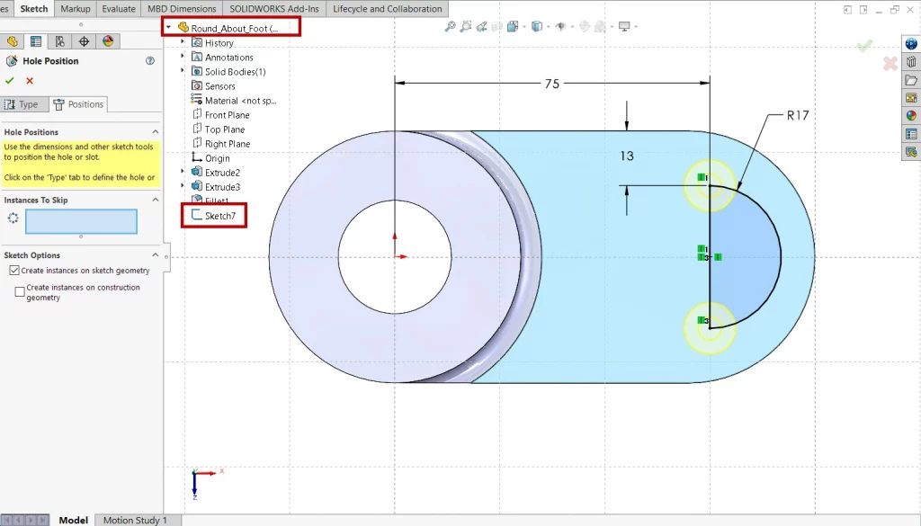 SolidWorks hole wizard tool