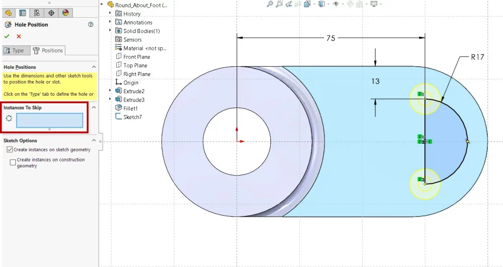 SolidWorks hole wizard tool